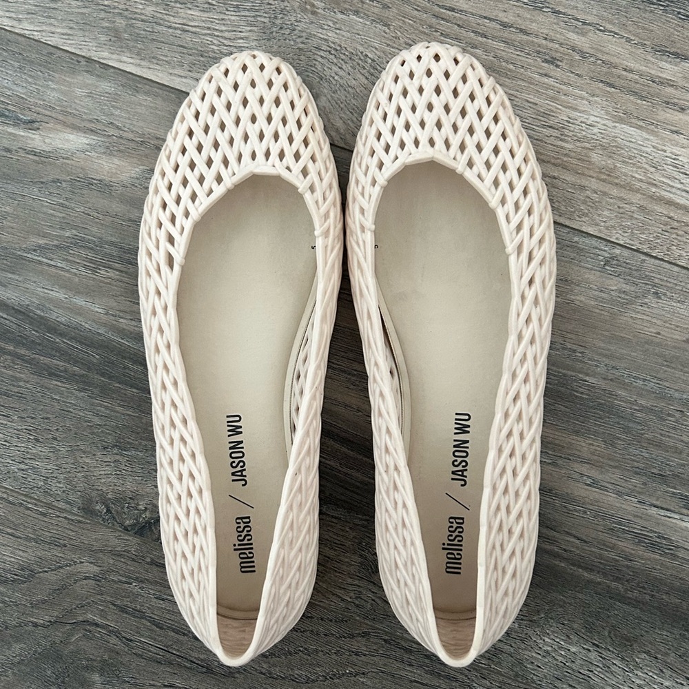 Melissa Jason Wu women jelly ballerina beige neutral flats size 6